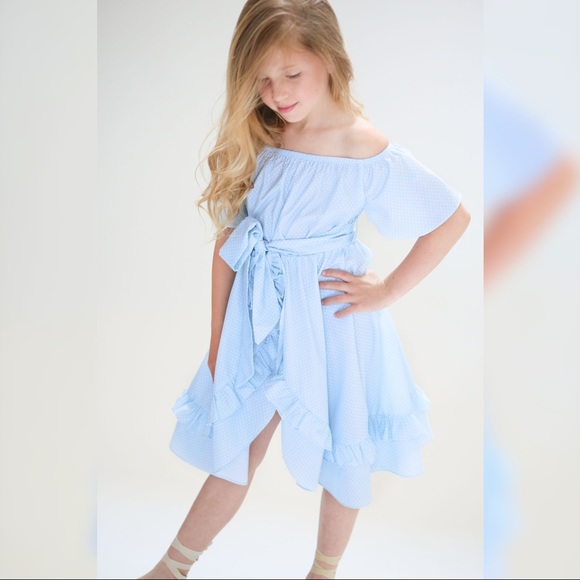 NWT Be Girl Emma Dress w/Ruffle Trim in Blue - Picture 3 of 5